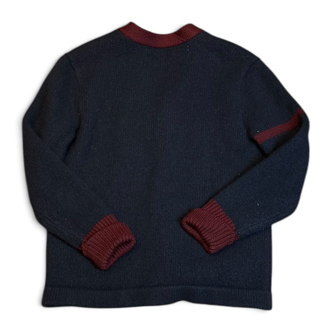 Vintage Polo Ralph Lauren Navy Varsity Knitted Cardigan (S)