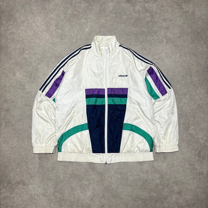 90's Vintage Adidas White Track Jacket (L)