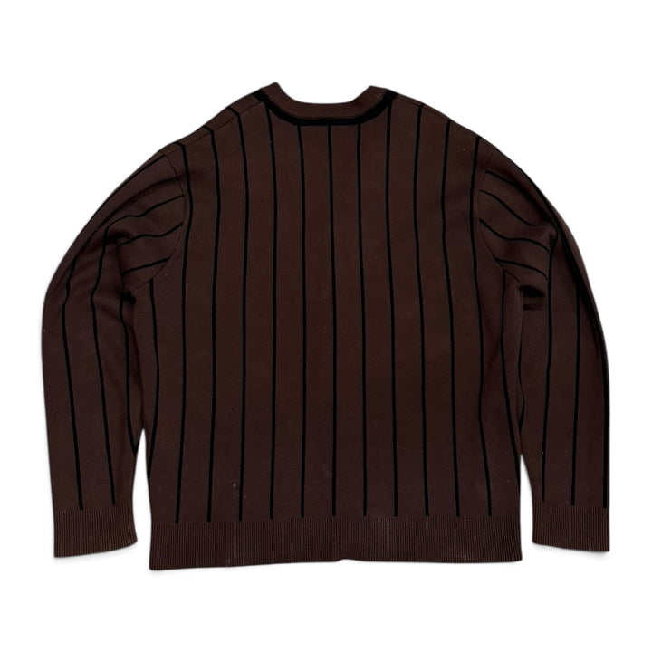 Dime Brown striped Heavyknit Cardigan (L)