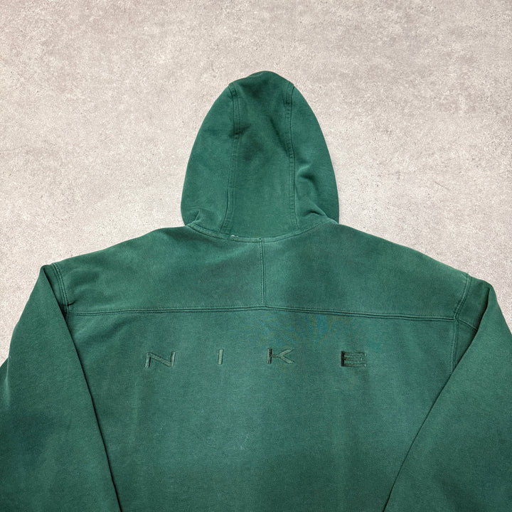 Vintage Nike Small Logo Quarter Zip Green Hoodie (L)