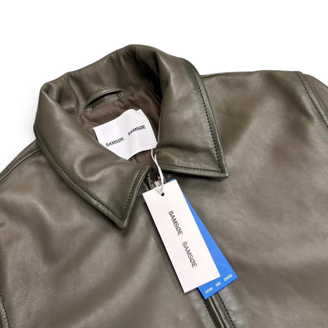 Samsoe Samsoe Saike Leather Jacket Green (M)