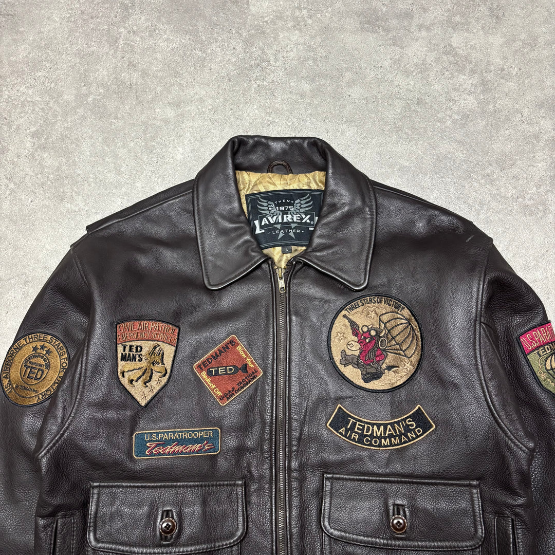 Vintage Avirex Brown Leather Flight Jacket (L)