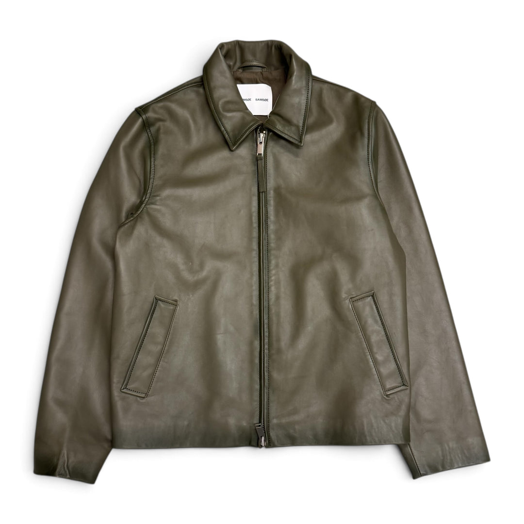 Samsoe Samsoe Saike Leather Jacket Green (M)
