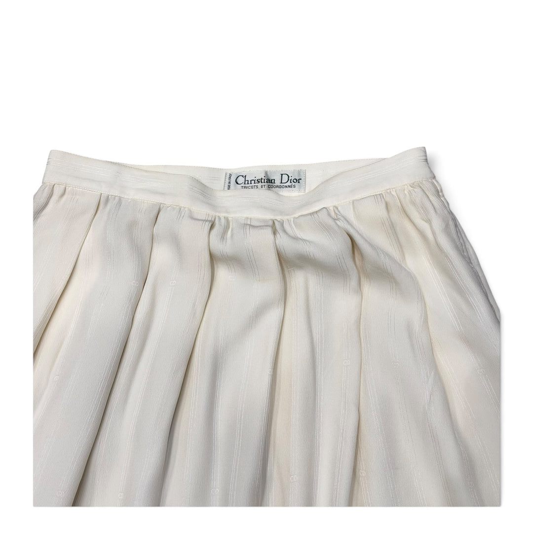 Vintage Christian Dior Beige Silk Blouse & Skirt Two Piece (Women's M)