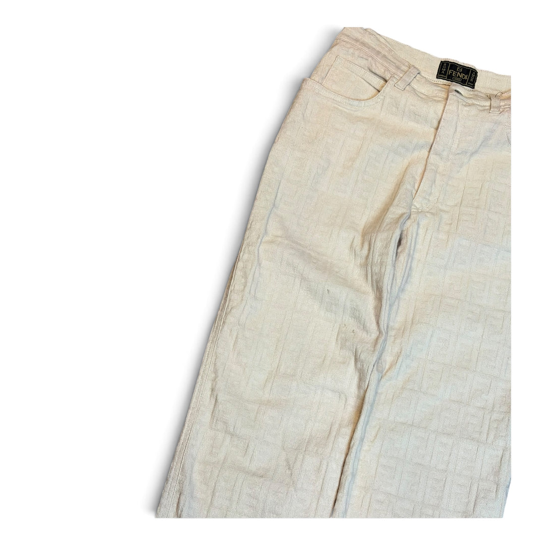 Vintage Fendi Pink Monogram Cotton Trousers (32)