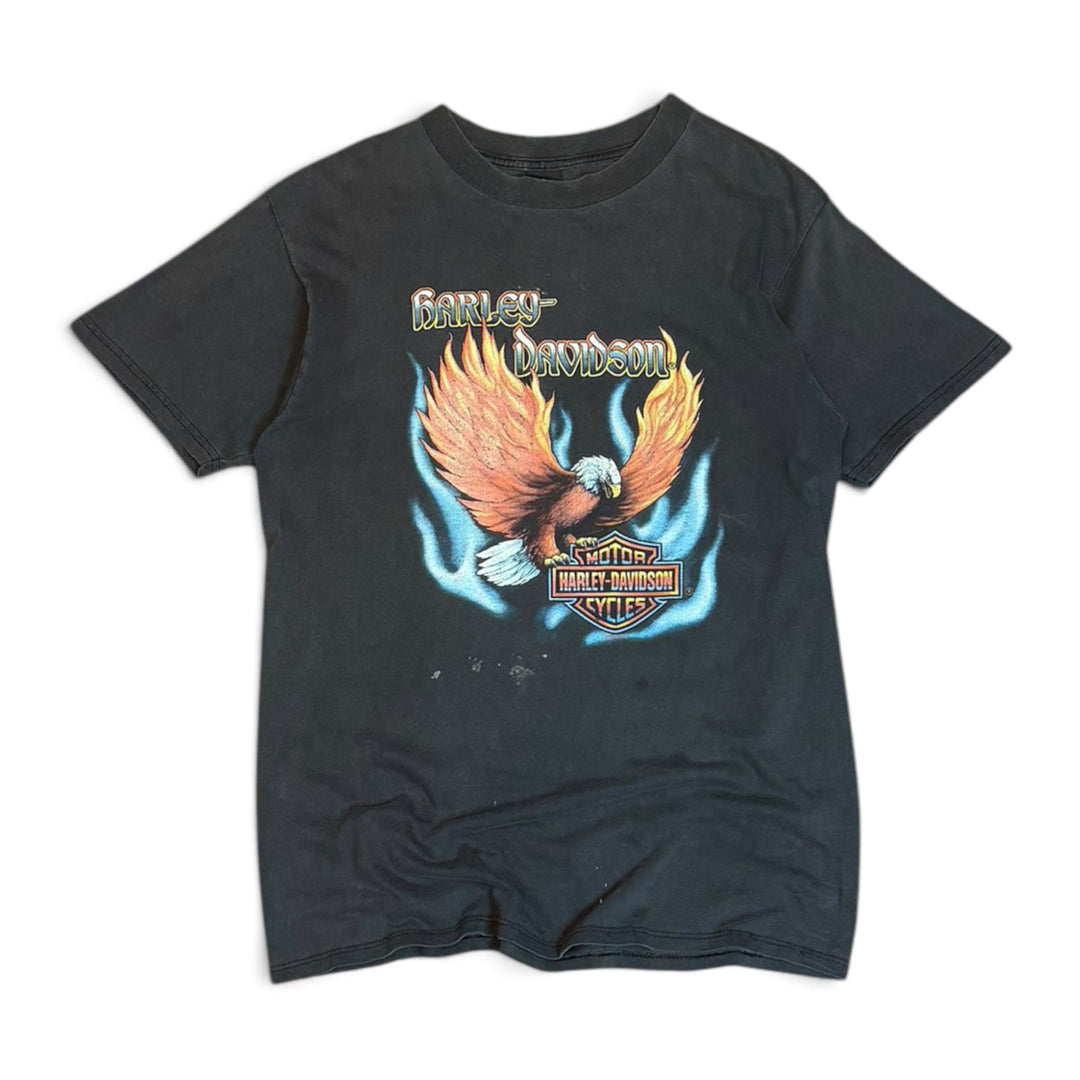 Vintage Harley Davidson Faded Black Graphic T-Shirt (L)