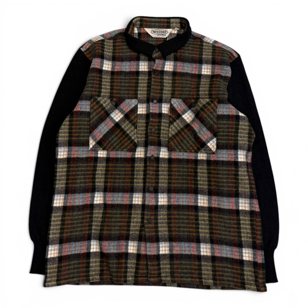 Vintage Missoni Button Up Checked Flannel  Shirts Black (L)