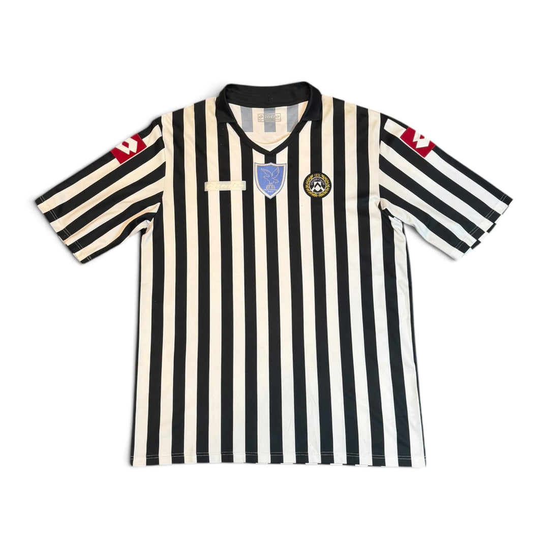08' Vintage Lotto Udinese White & Black Stripy Football Top (XXL)