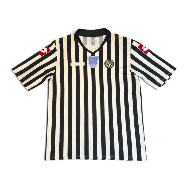 08' Vintage Lotto Udinese White & Black Stripy Football Top (XXL)