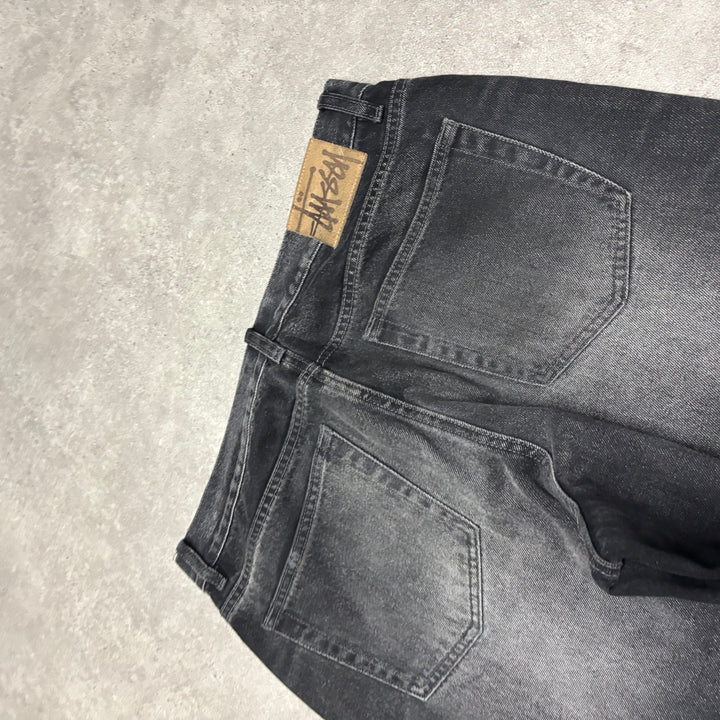 Stussy Washed Black Relaxed Fit Denim Jeans (30x32)