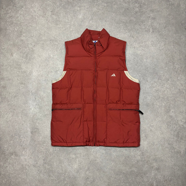Vintage Adidas Orange Puffer Gilet (M)