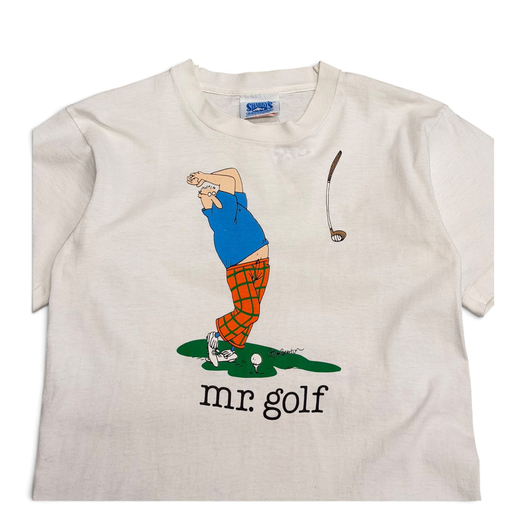 Vintage Single Stitch Mr Golf Graphic T shirt White (M)