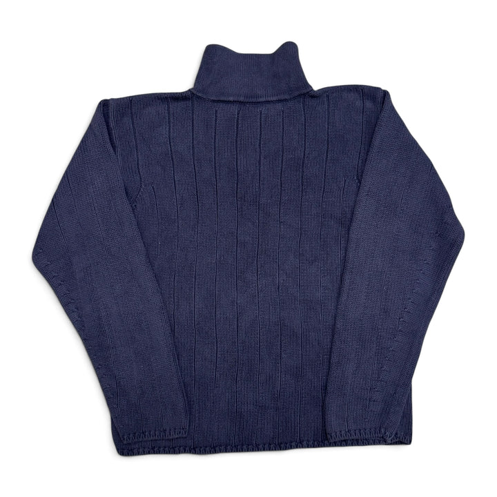 Vintage Polo Ralph Lauren Navy Heavy Knit Quarter Zip Knitted Jumper (L)