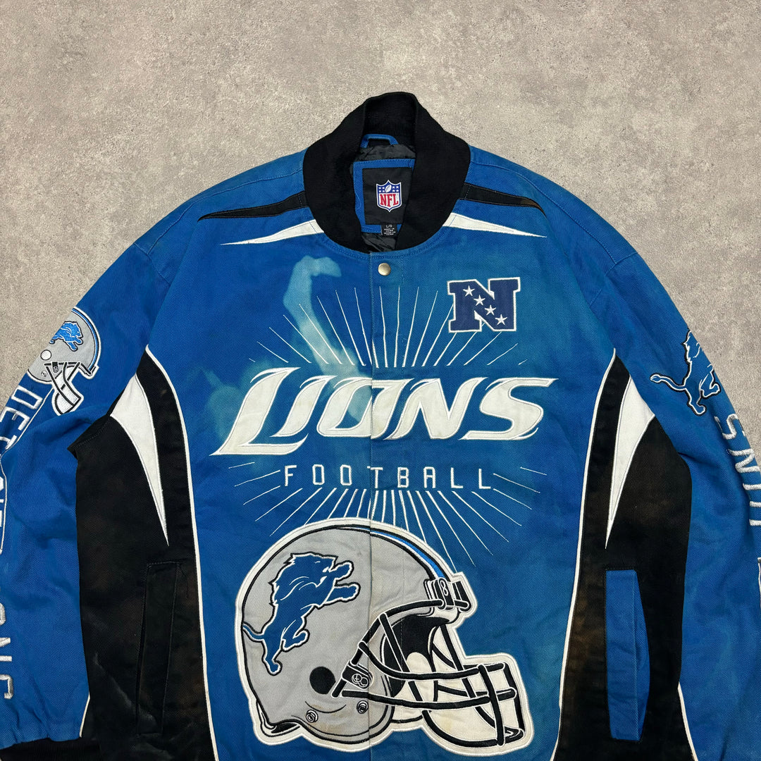 Vintage NFL Detroit Lions Blue Racing Jacket (XL)