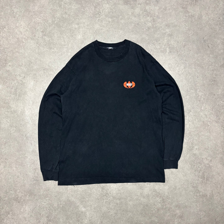 Early 90's  Warp Records (Aphex Twin Label) Black Long Sleeve Graphic T-Shirt (XL)