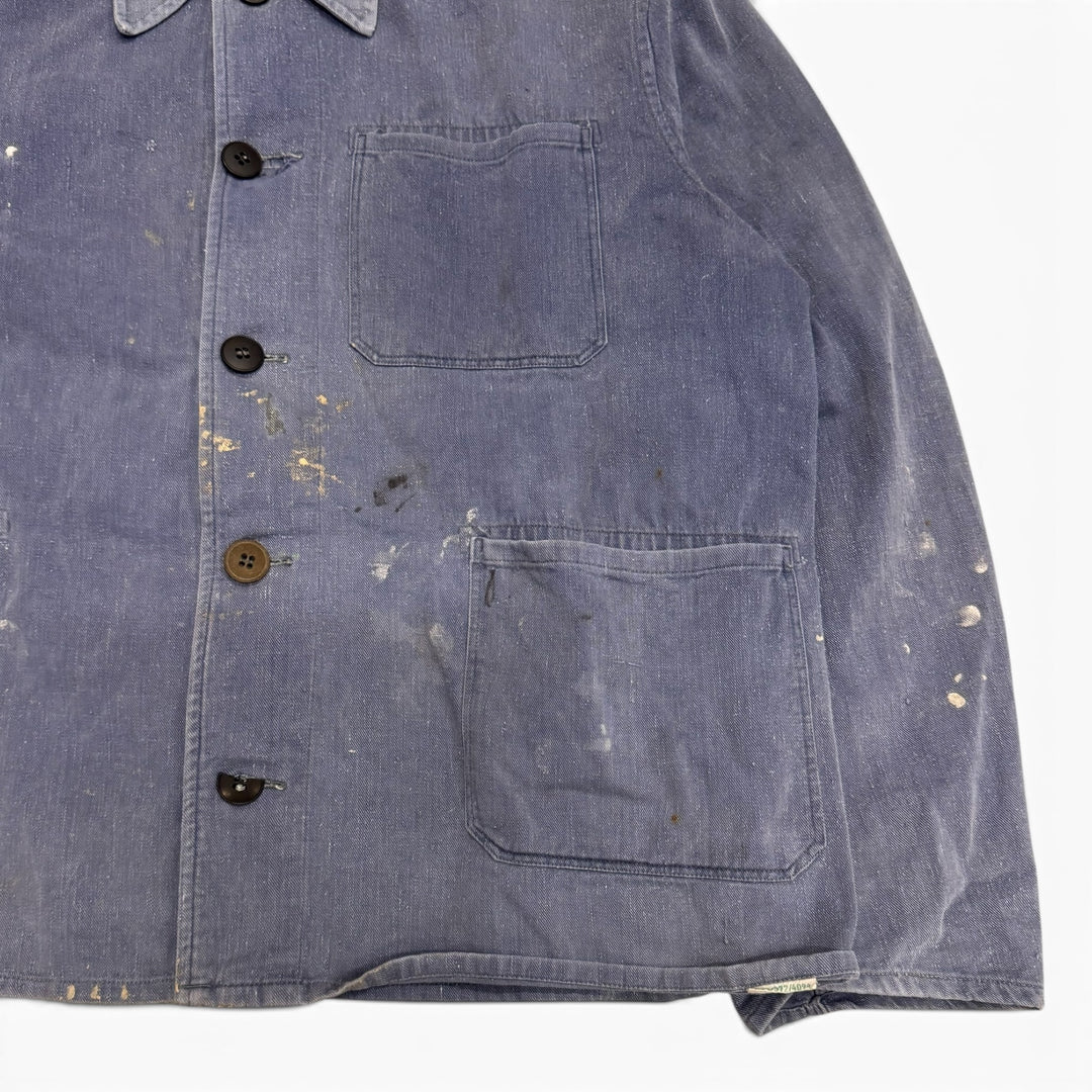 Vintage Distressed Faded Blue French Chore Jacket (M)