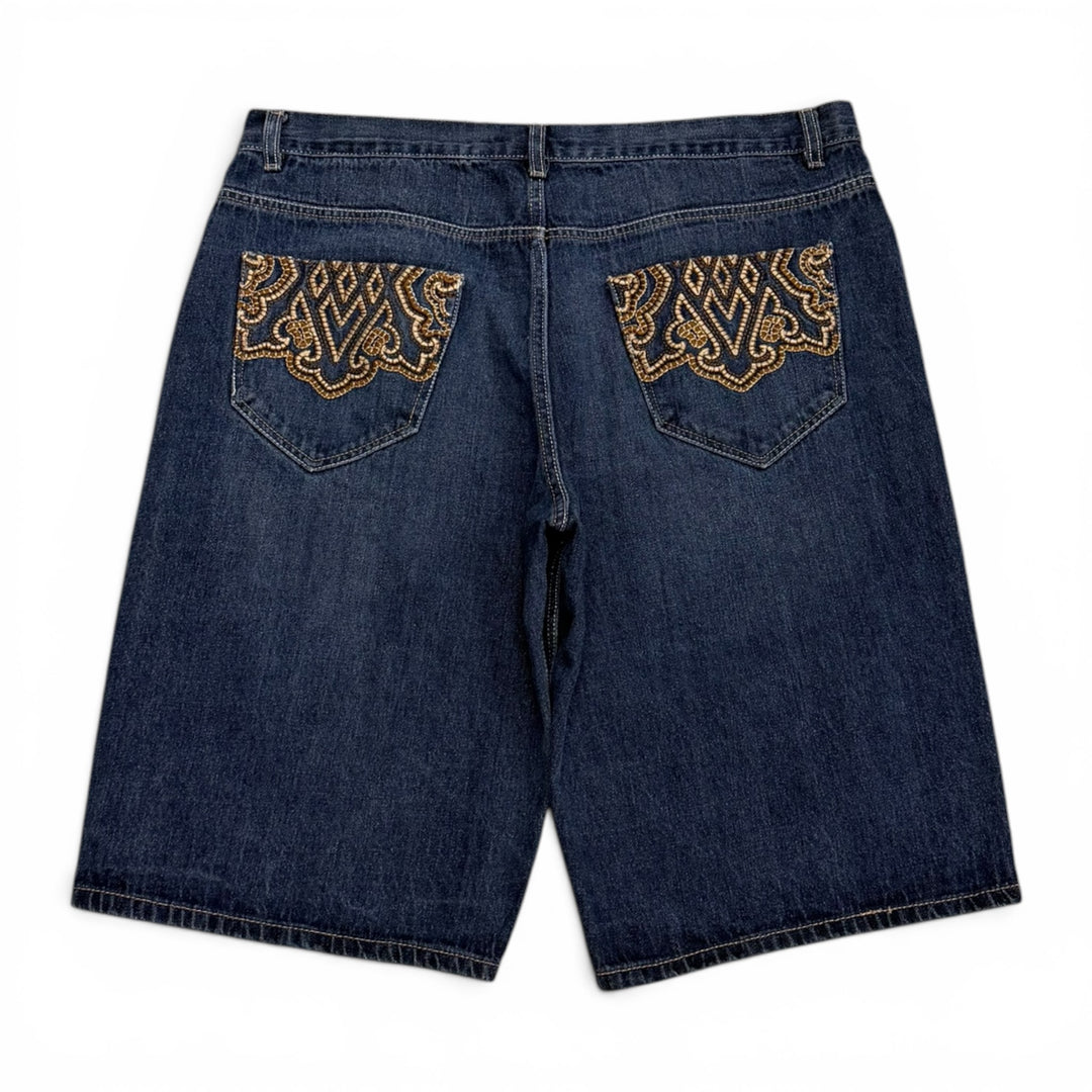 Vintage Avirex 90's Baggy Denim Shorts Blue (40")