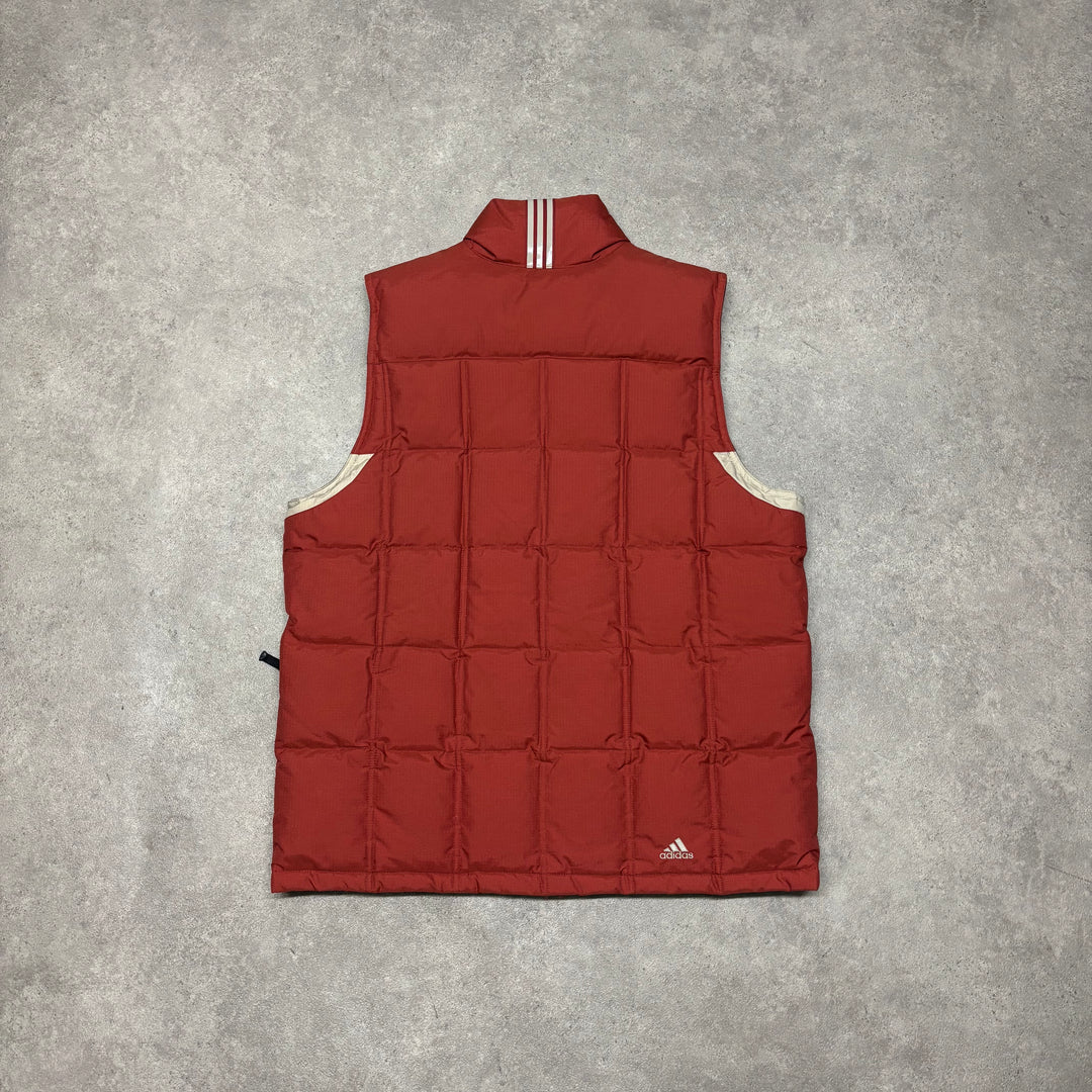 Vintage Adidas Orange Puffer Gilet (M)