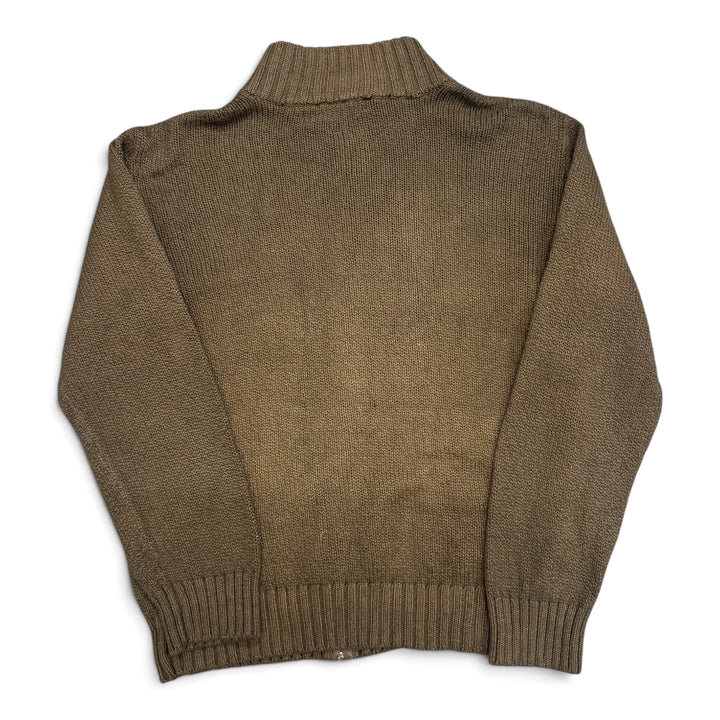 Vintage Polo Ralph Lauren Khaki Full Zip Knitted Jumper (S)