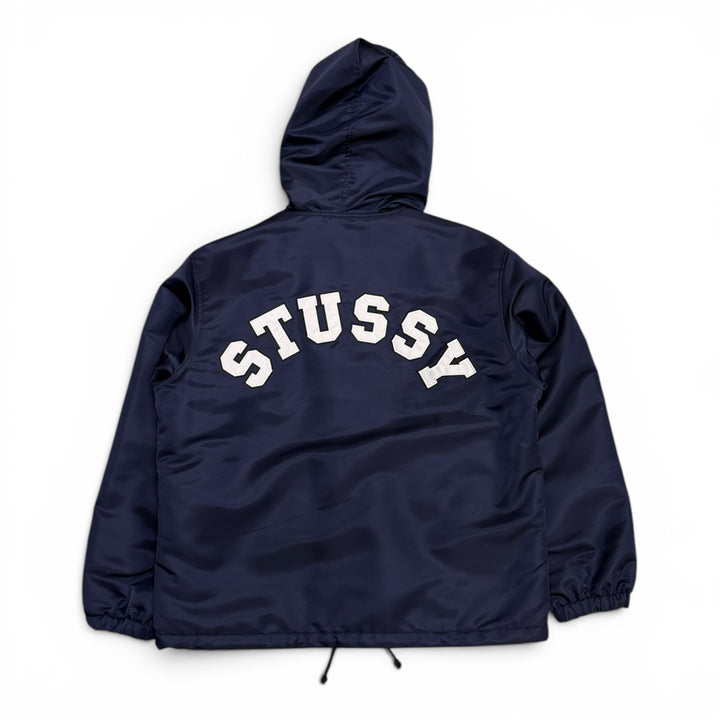 Stussy Navy Satin Hooded Varsity Jacket (S)