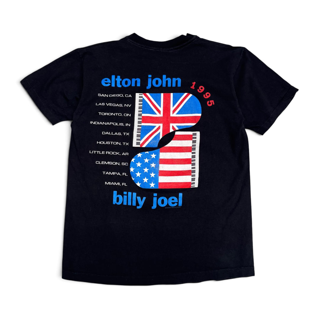1994 Vintage Elton Joh Billy Joel Black Graphic T-Shirt (L)