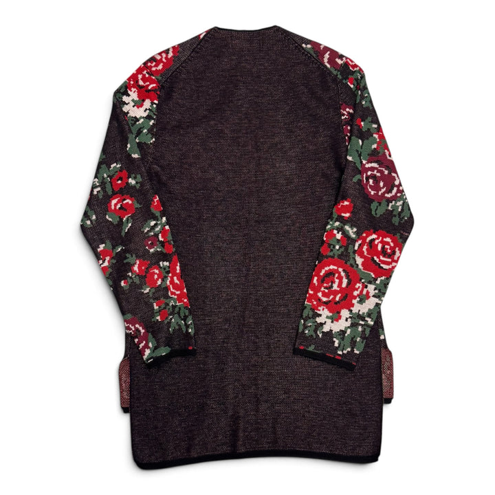 Comme Des Garcons Red & Black Floral Long Knitted Sweater (M)