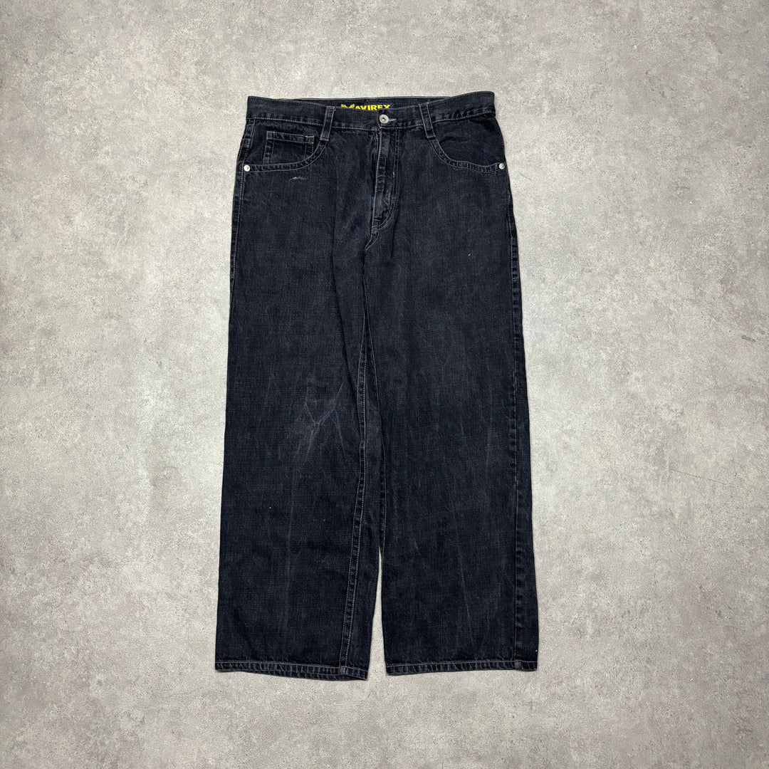 Vintage Avirex Washed Black Denim Jeans (38x32)