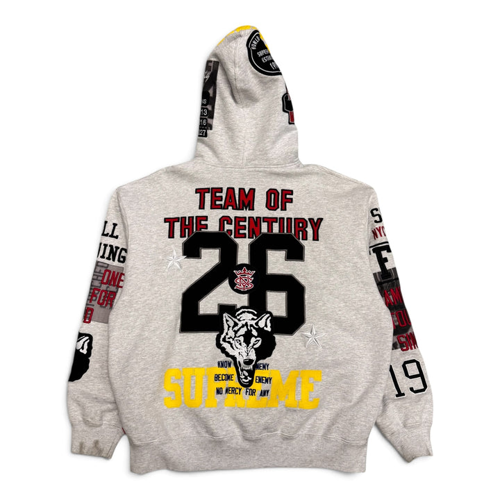 Supreme Warriors Applique Zip Up Hoodie Gray (L)