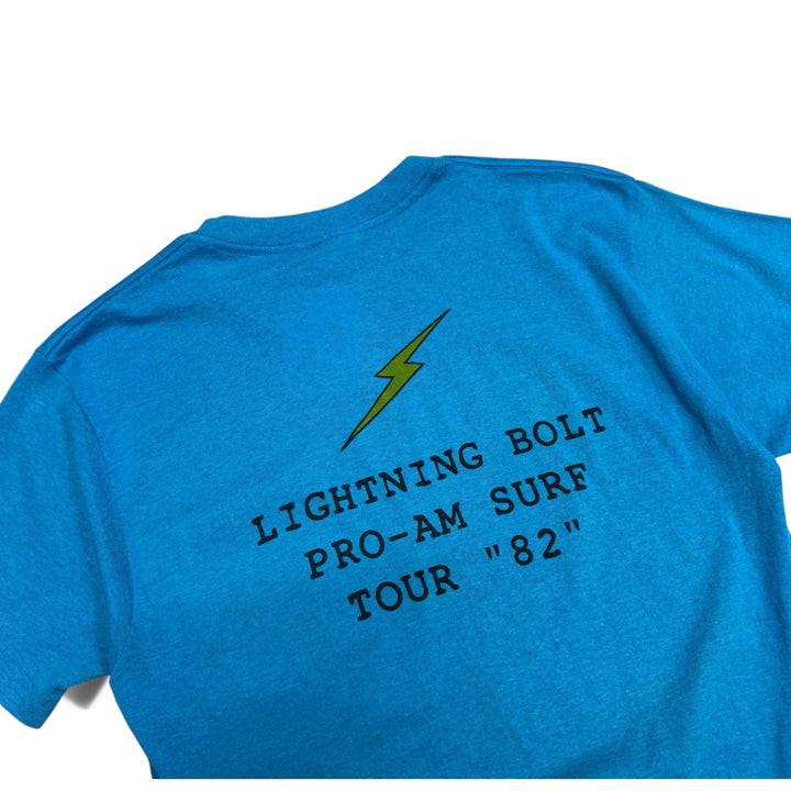 1982 Vintage Lightning Bolt Blue Surf Pro-Am Graphic T-Shirt (M)