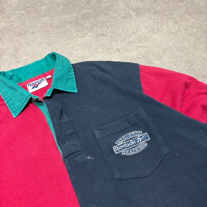 90's Vintage Reebok Two Tone Rugby Polo Shirt (M)