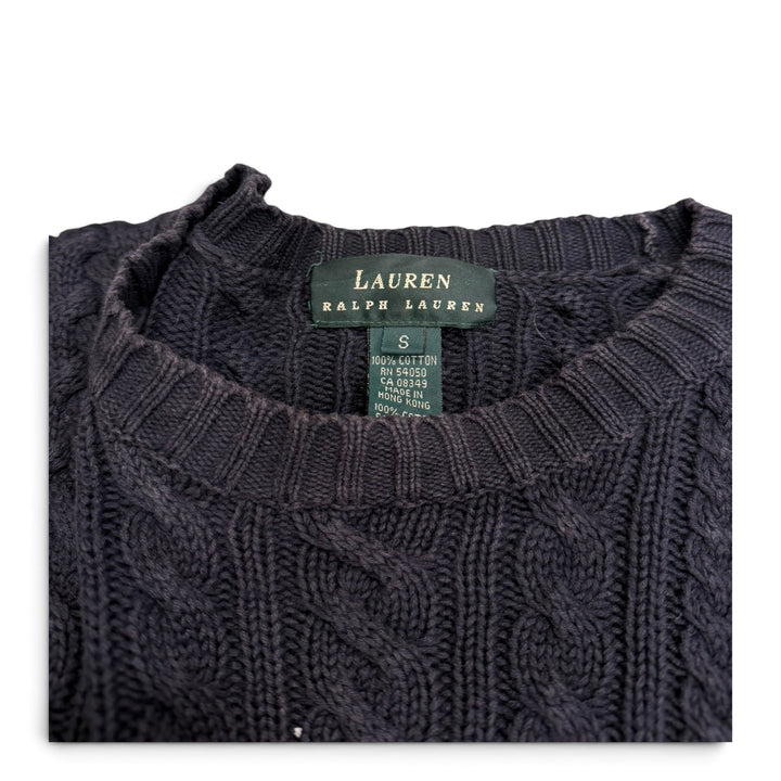 Vintage Polo Ralph Lauren Cable Knit Jumper Navy (S)