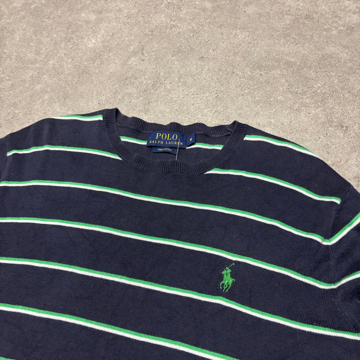 Polo Ralph Lauren Navy Green Knitted Sweater (M)