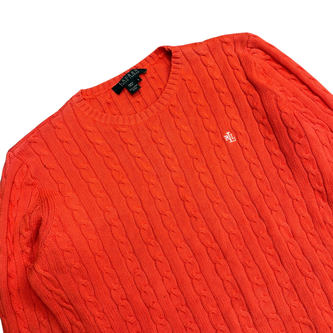 Vintage Polo Ralph Lauren Orange Cable Knitted Jumper (S)