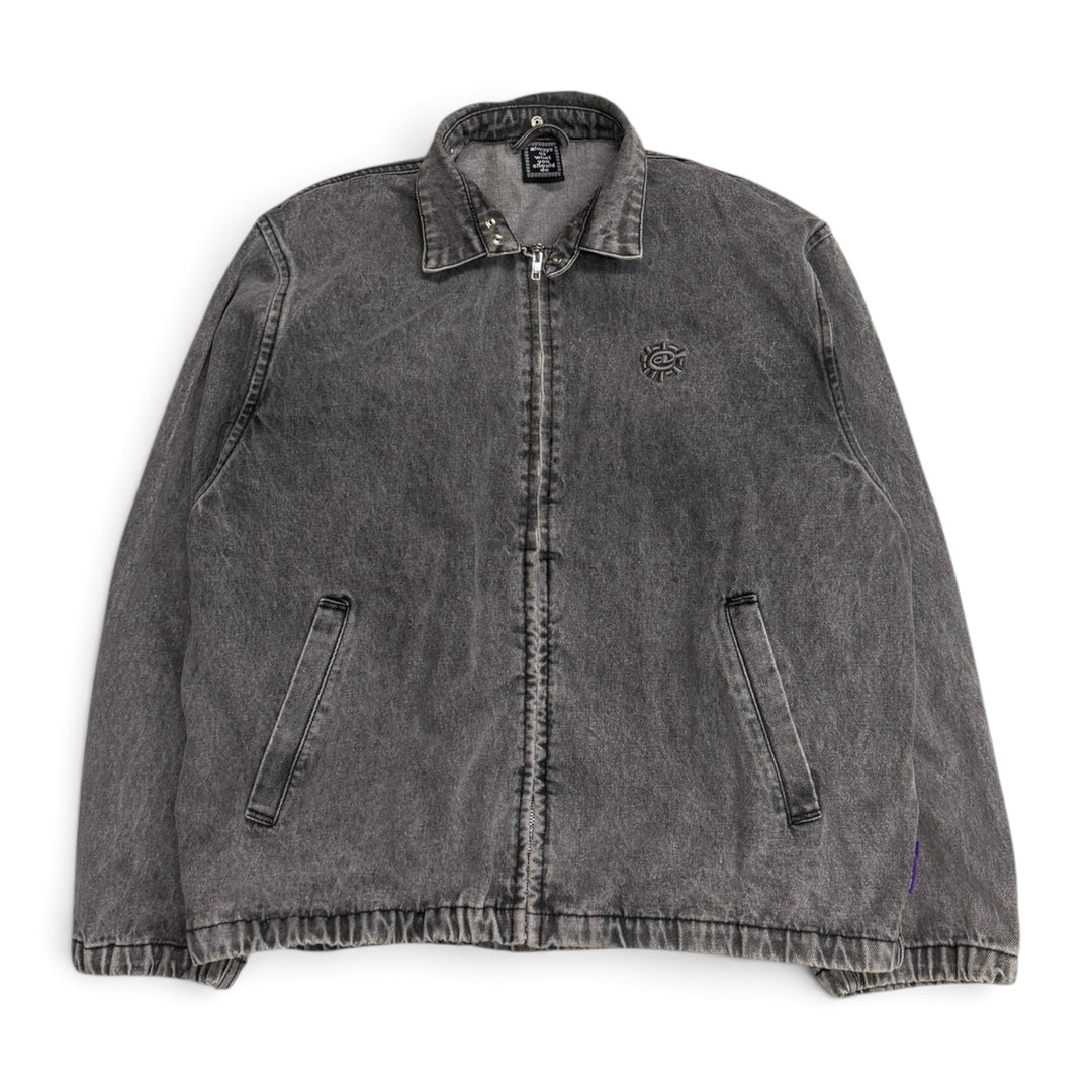 Always Do Washed Grey Denim Detachable Hooded Jacket (XL)