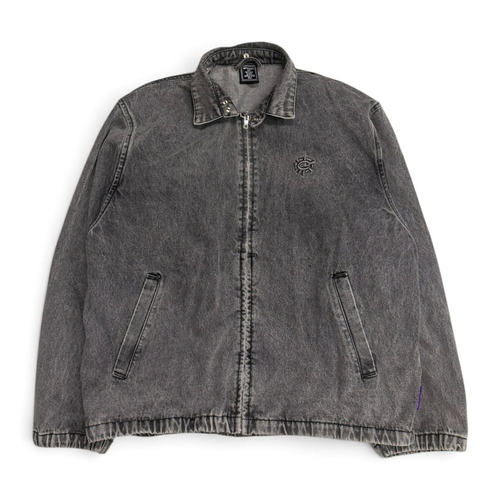Always Do Washed Grey Denim Detachable Hooded Jacket (XL)