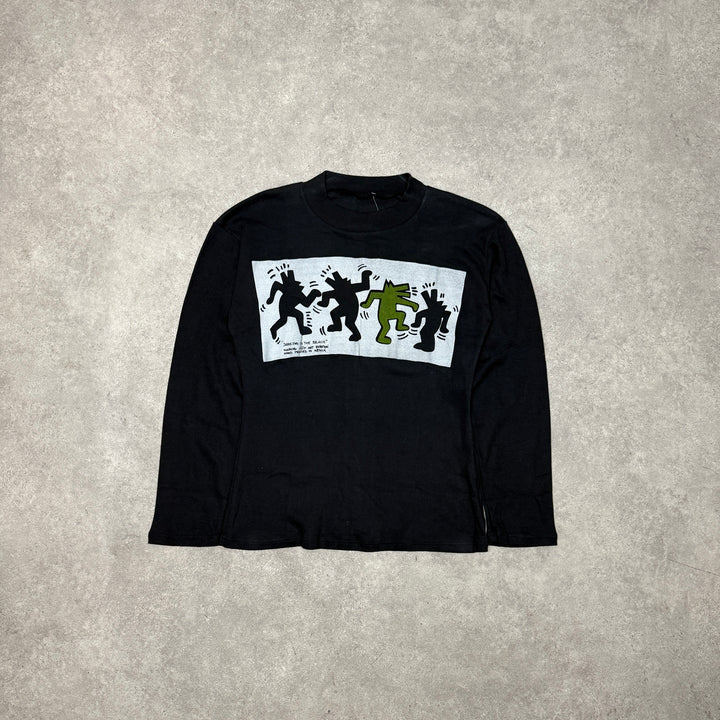 Rare 80's Vintage Keith Haring Black Long Sleeve T-Shirt (S)