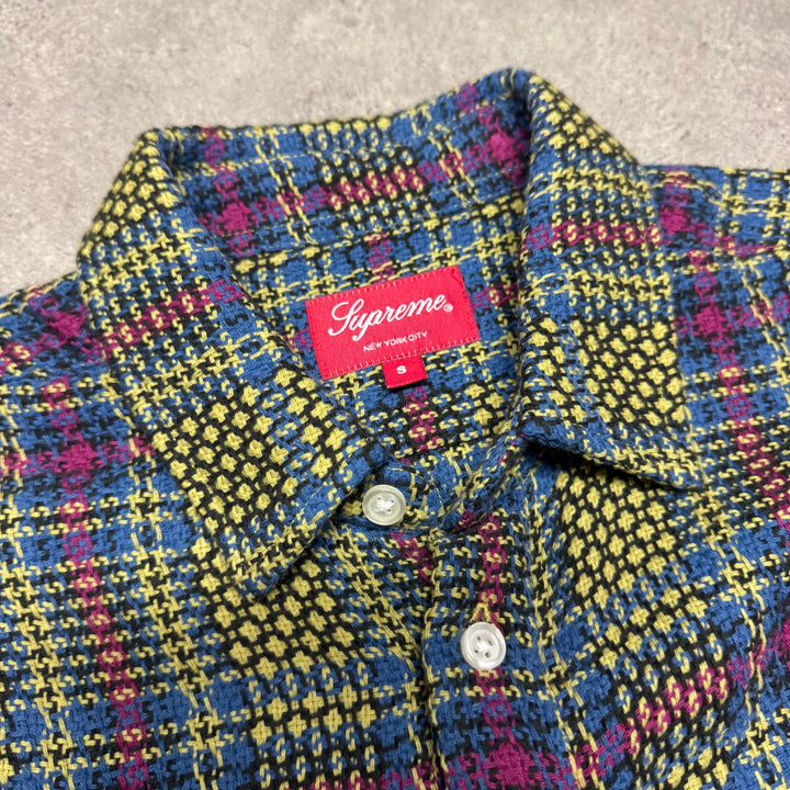 Supreme Basket Weave Plaid Shirt Yellow (S)