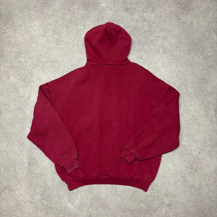 Balenciaga Dark Red Spell Out Heavyweight Pullover Hoodie (XL)