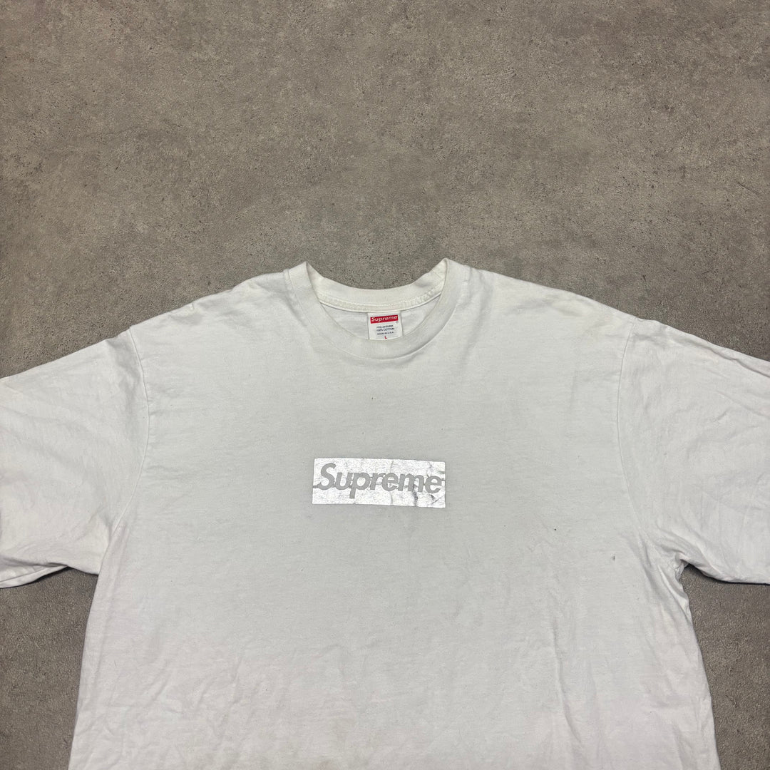 Supreme Chicago White Silver Box Logo T-Shirt (L)