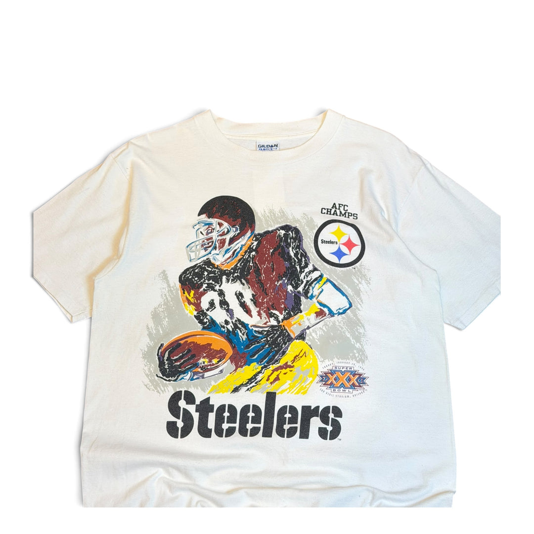 1996 Vintage Pittsburgh Steelers White Graphic T-Shirt (L)