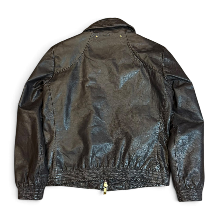 Vintage Thomas Burberry Burgundy Leather Jacket (Women's M)