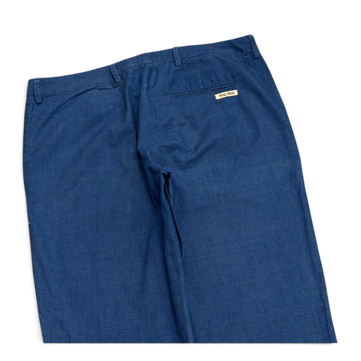 Miu Miu Straight Fit Women Trousers Blue (28)
