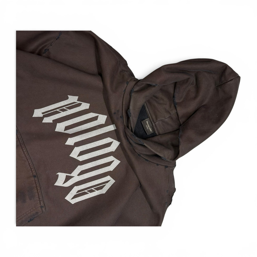 Balenciaga ‘No Logo’ Black Distressed Hoodie (XL)