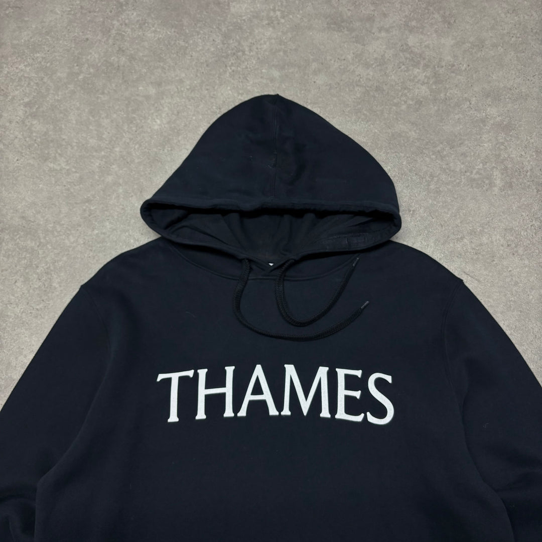 Thames Navy Spell Out Pullover Hoodie (M)