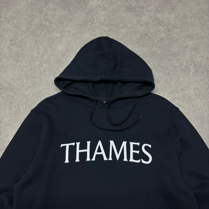 Thames Navy Spell Out Pullover Hoodie (M)