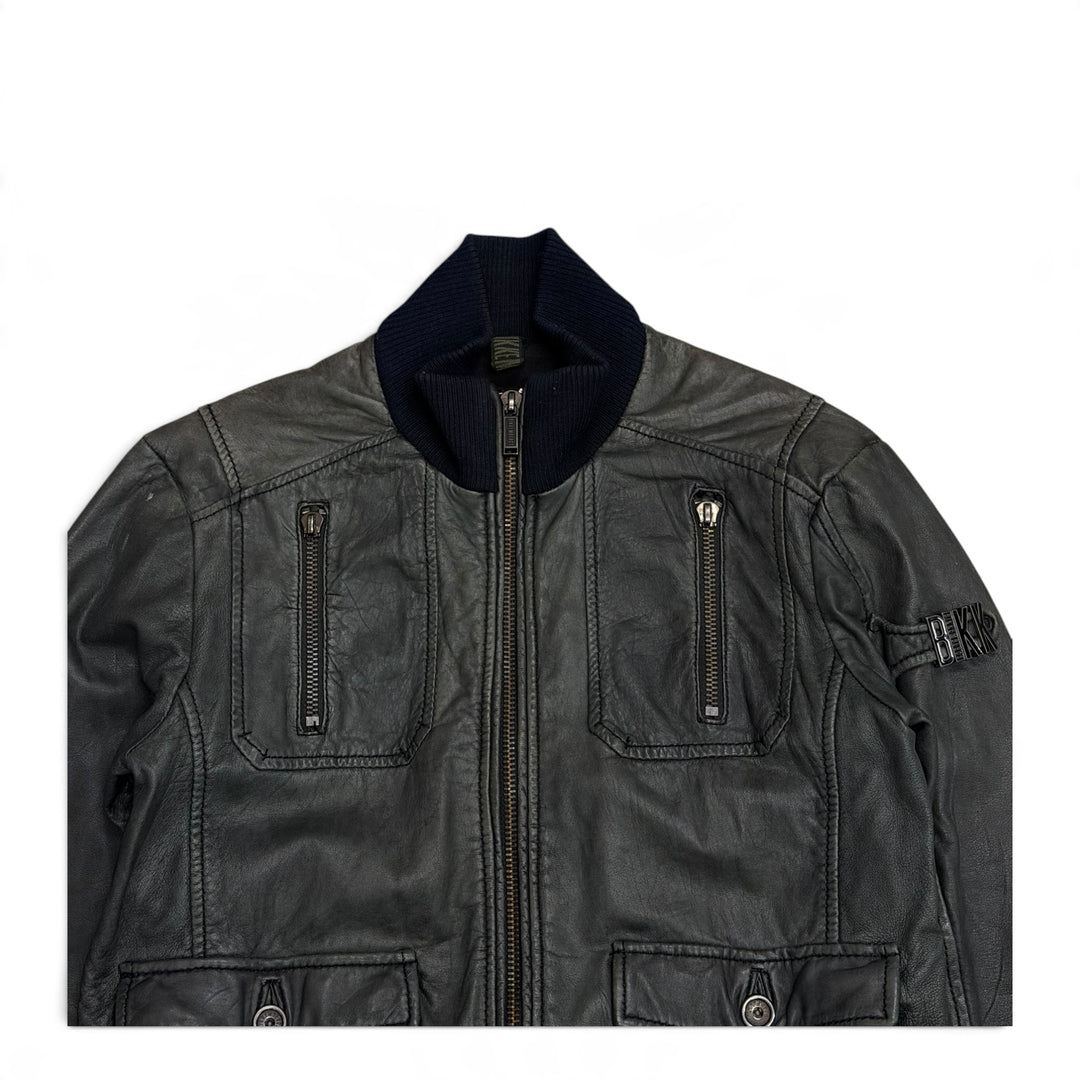 Vintage Bikkemberg Dark Green Leather Flight Jacket (S)