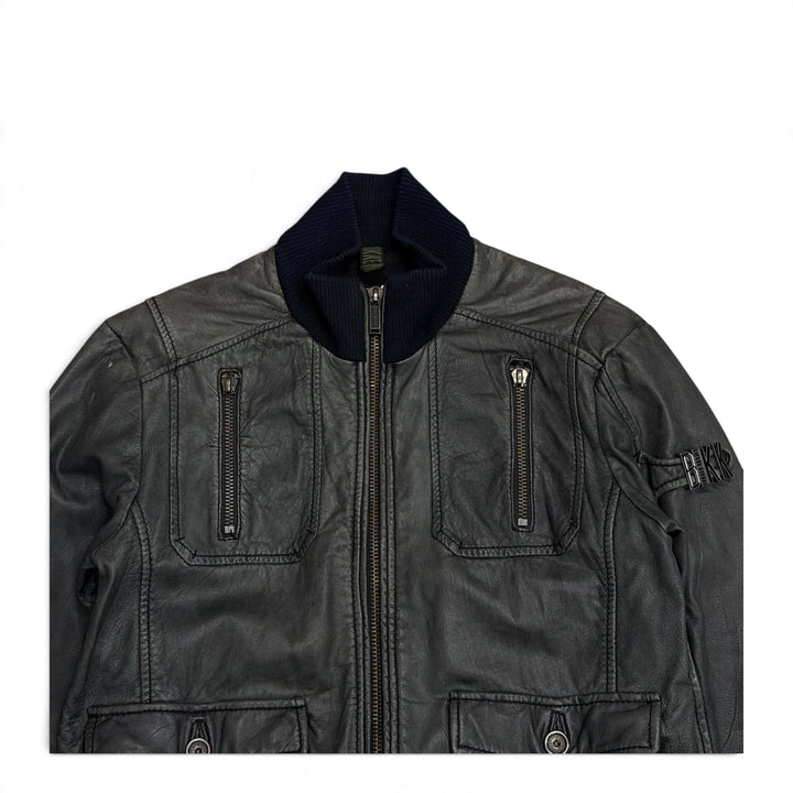 Vintage Bikkemberg Dark Green Leather Flight Jacket (S)