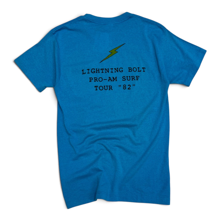 1982 Vintage Lightning Bolt Blue Surf Pro-Am Graphic T-Shirt (M)