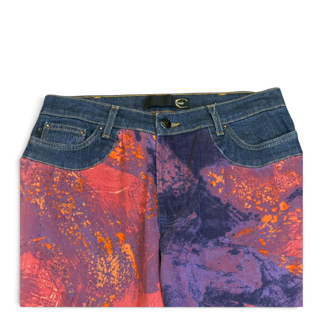 Vintage Cavalli Vibrant Purple Patterned Denim Trousers (44)