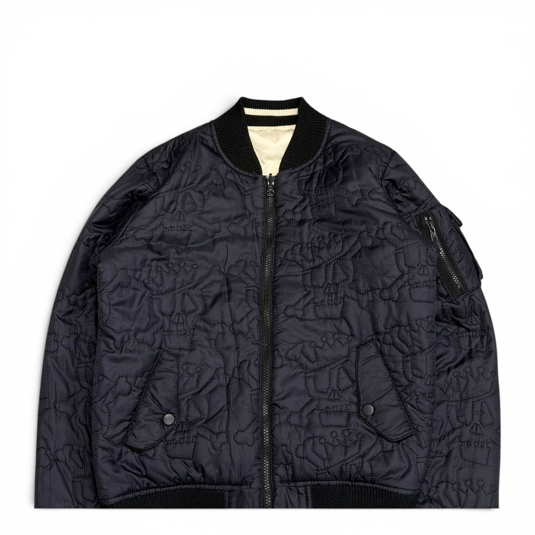 Stussy Reversible Navy & Cream Padded Bomber Jacket (XS)